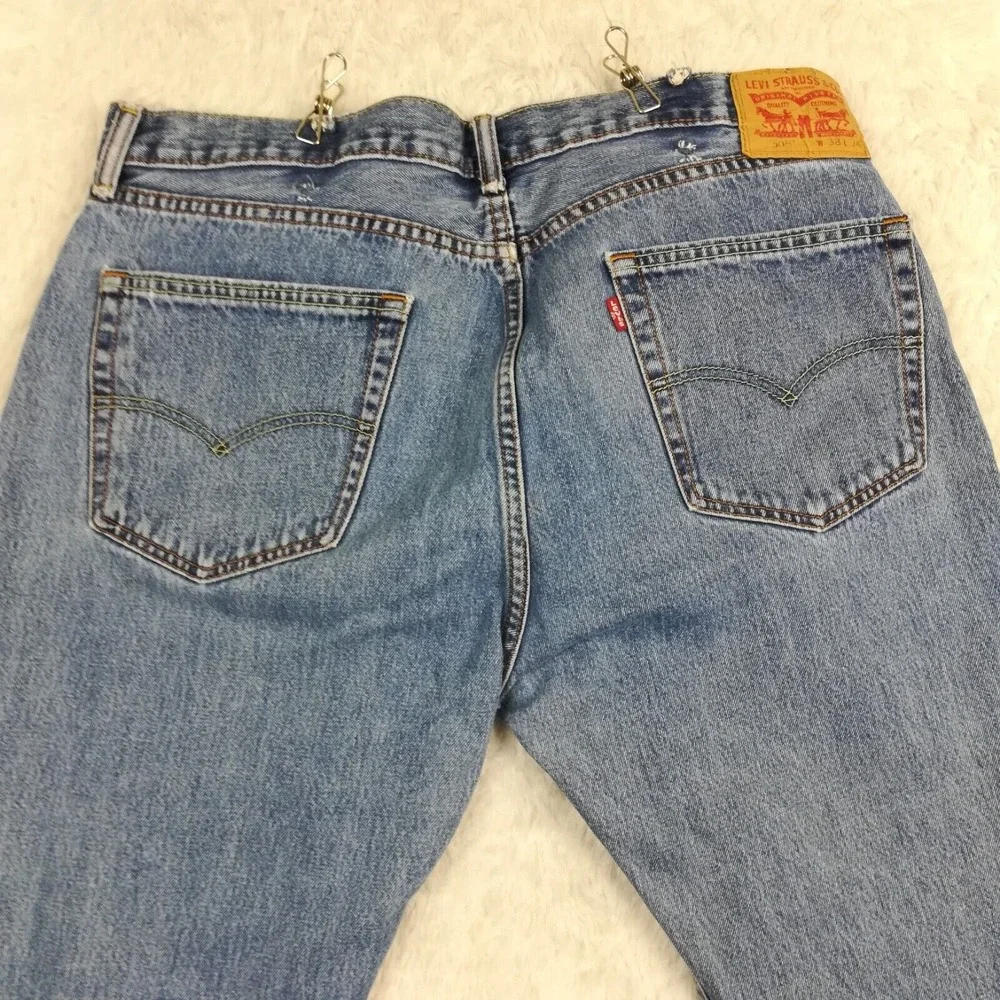 Levi's Mens Jeans 505‎ Regular Fit Blue Denim Medium Wash Straight Leg 38x34
